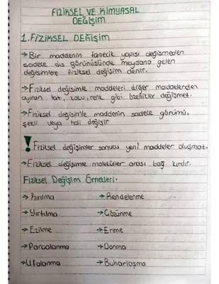 Fiziksel ve Kimyasal Değişimler Nedir? 8. Sınıf İçin Basit Örnekler