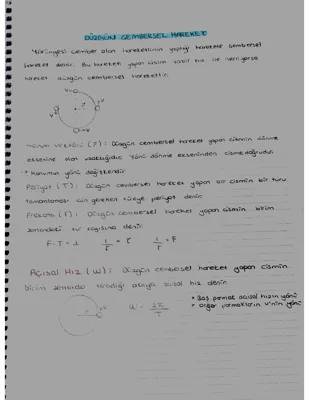 12. Sınıf Fizikte Düzgün Çembersel Hareket: Konu Anlatımı ve Formüller PDF