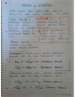 12. Sınıf Elektrokimya ve Redoks Tepkimeleri Konu Anlatımı PDF