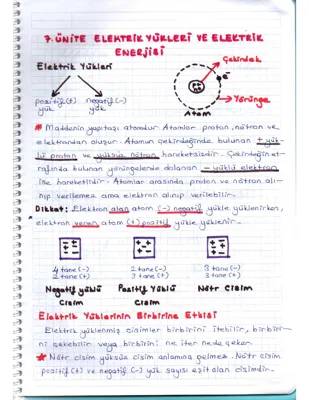 8. Sınıf Fen Bilimleri: Elektrik Yükleri ve Elektrik Enerjisi Konu Anlatımı PDF ve Testler