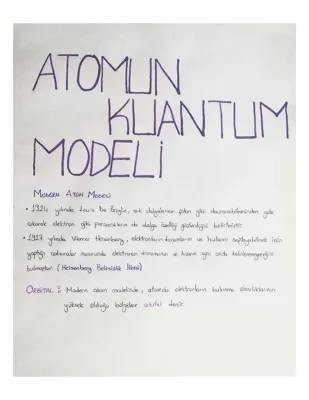 Modern Atom Modeli ve Özellikleri: 7. 9. 11. Sınıflar İçin Kısaca Özet