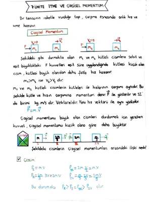 11. Sınıf Fizik: İtme ve Çizgisel Momentum Konu Anlatımı PDF – İtme Formülü ve Momentumun Korunumu