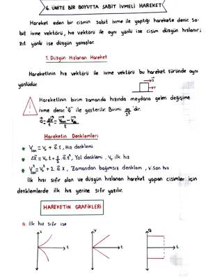 11. Sınıf Fizik: Sabit ve Düzgün Hareket Ders Notları PDF