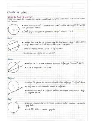 11. Sınıf Çemberin Temel Elemanları ve Özellikleri PDF