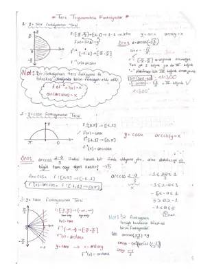 Ters Trigonometrik Fonksiyonlar 11. Sınıf: Tanım Aralığı ve PDF Notları