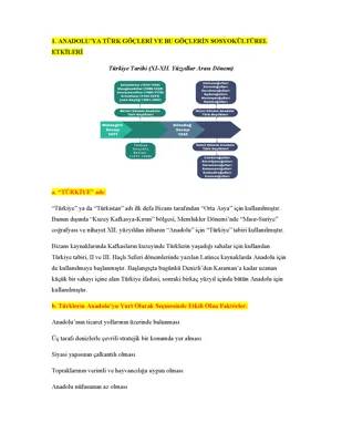 10. Sınıf Tarih: Anadolu'ya Türk Göçleri ve Sosyo Kültürel Etkileri Özet