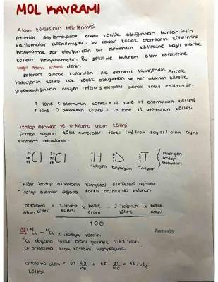 10. Sınıf Kimya: Mol Kavramı ve İzotop Atomlar PDF