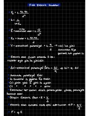 11. Sınıf Fizik: Elektrik ve Manyetizma PDF Formülleri