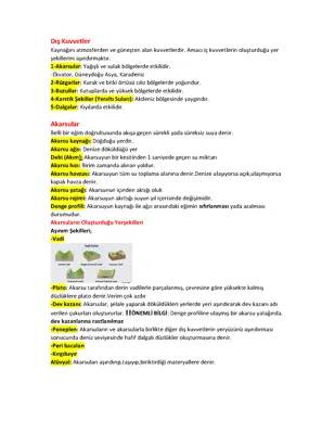 10. Sınıf Coğrafya: Dış Kuvvetler ve Akarasular PDF, Özeti ve Slaytlar