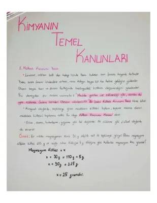 10. Sınıf Kimyanın Temel Kanunları: Çözümlü Sorular ve Ders Notları PDF