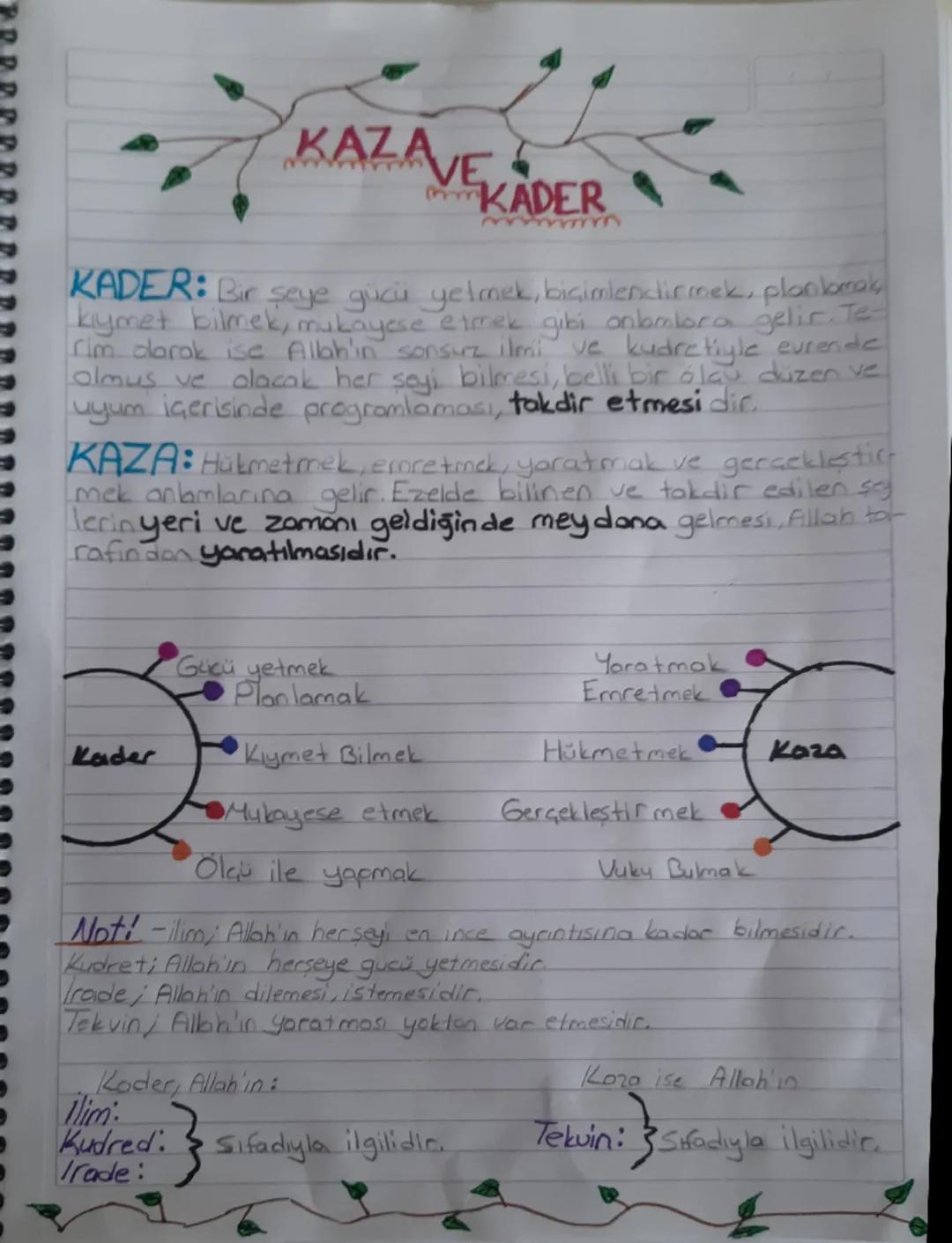 8. SINIF DİN KÜLTÜRÜ VE AHLAK BİLGİSİ KAZA VE KADER