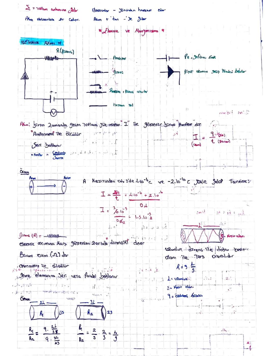 10. Sınıf Elektrik ve MANYETİZMA Formülleri PDF | Basit ve Zor Elektrik Devreleri