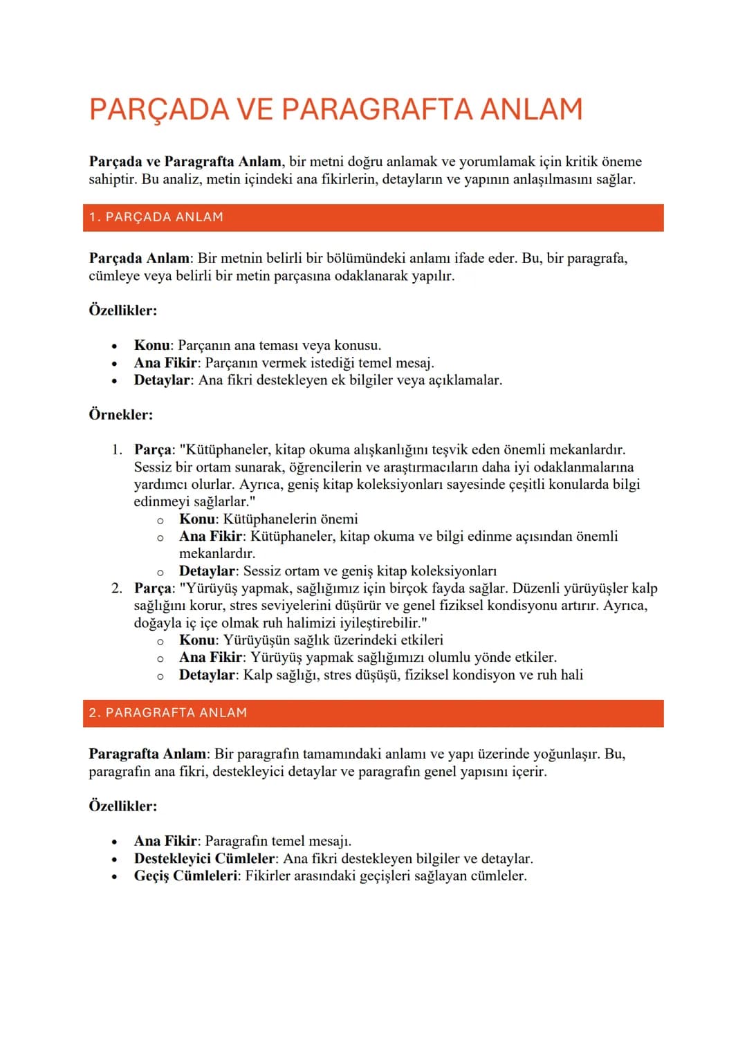 PARÇADA VE PARAGRAFTA ANLAM
Parçada ve Paragrafta Anlam, bir metni doğru anlamak ve yorumlamak için kritik öneme
sahiptir. Bu analiz, metin 