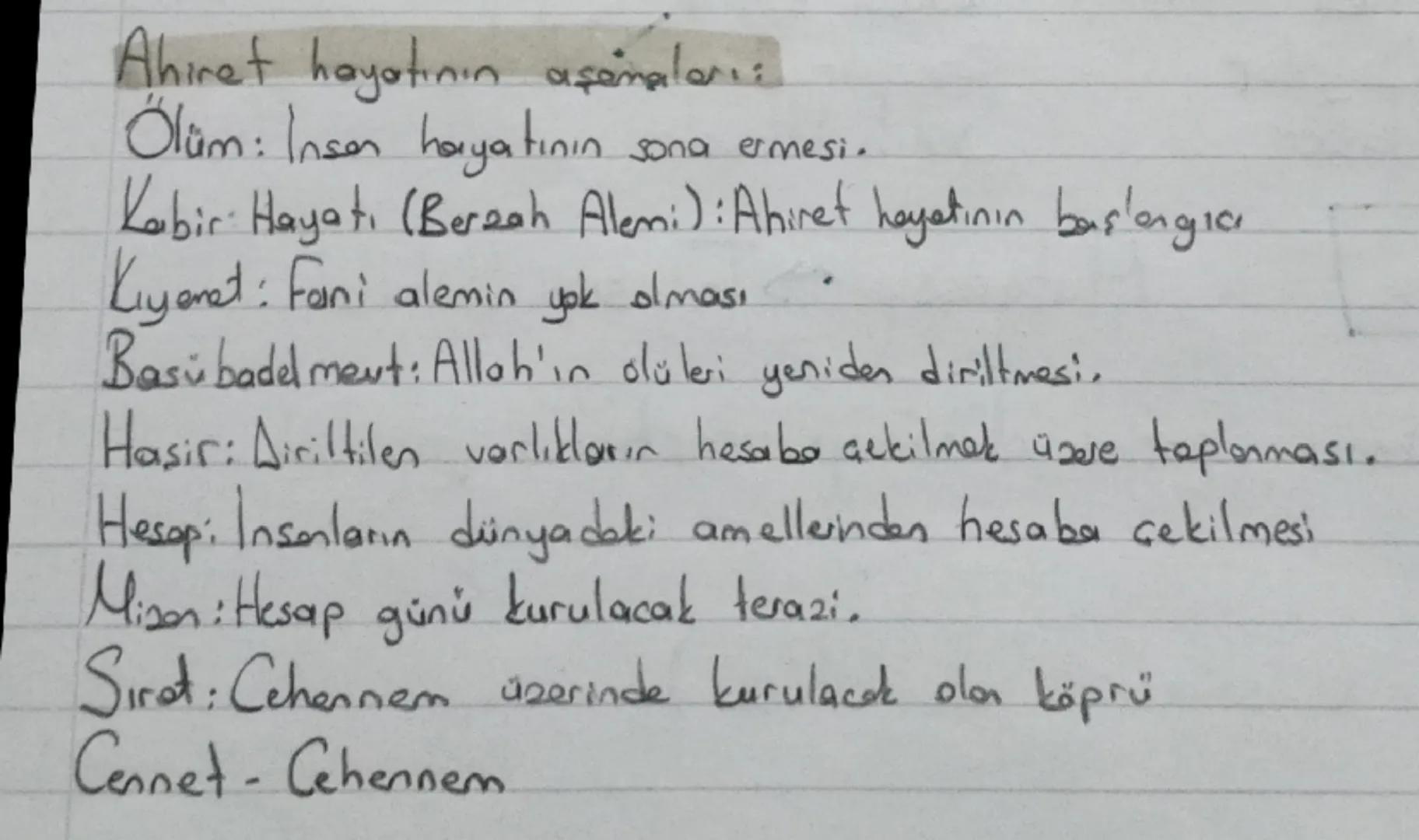 Ahiret hayatının aşamaları

Ölüm: Inson hayatının sona ermesi.

Kabir Hayatı (Berzah Alemi): Ahiret hayatının başlangıcı

Kiyenet: Fani alem