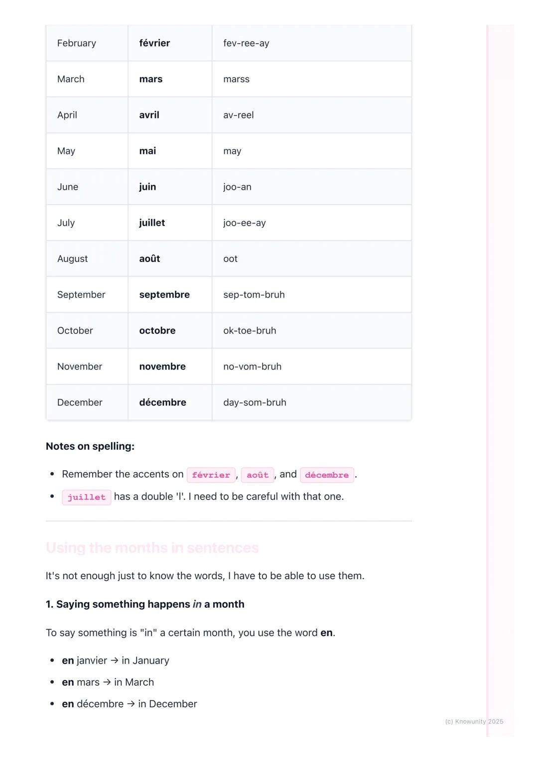# Months of the Year

Introduction to the months

Learning the months of the year in French is really important. We need them to
talk about 