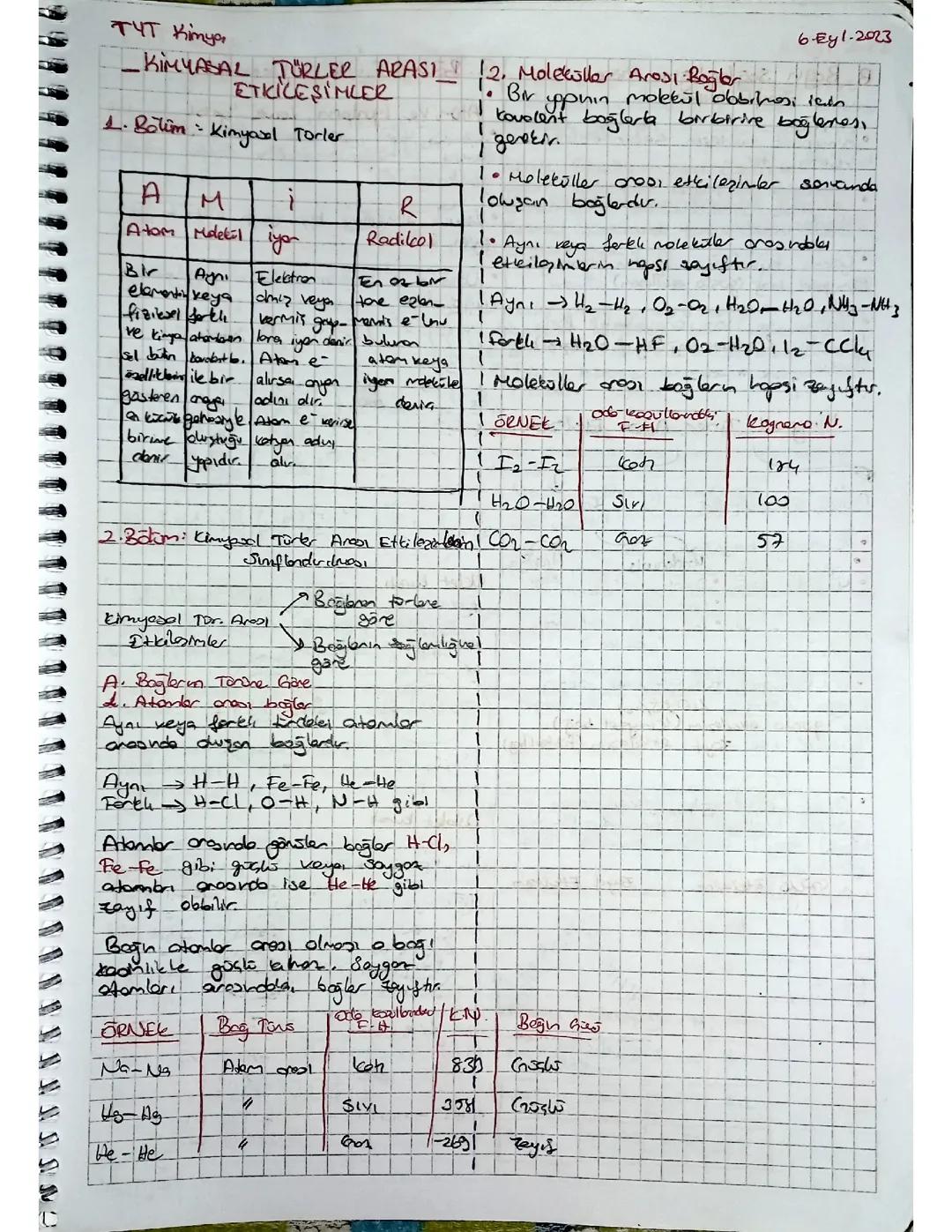 Kimyasal Türler Arası Etkileşimler