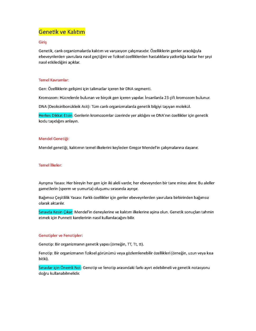 Kalıtım Nedir? Genetik Özelliklerin Aktarımı