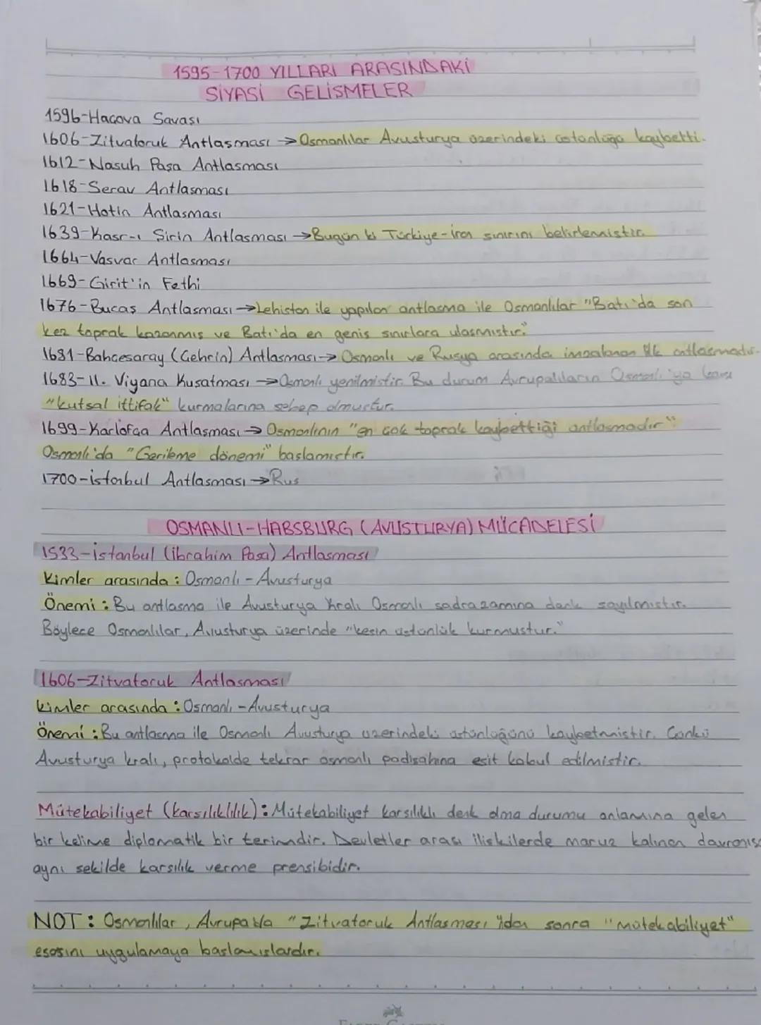 1595-1700 YILLARI ARASINDAKİ
1596-Hacova Savaşı
SIYASI GELISMELER
1606-Zituatoruk Antlaşması Osmanlılar Avusturya üzerindeki cotonluğa kaybe