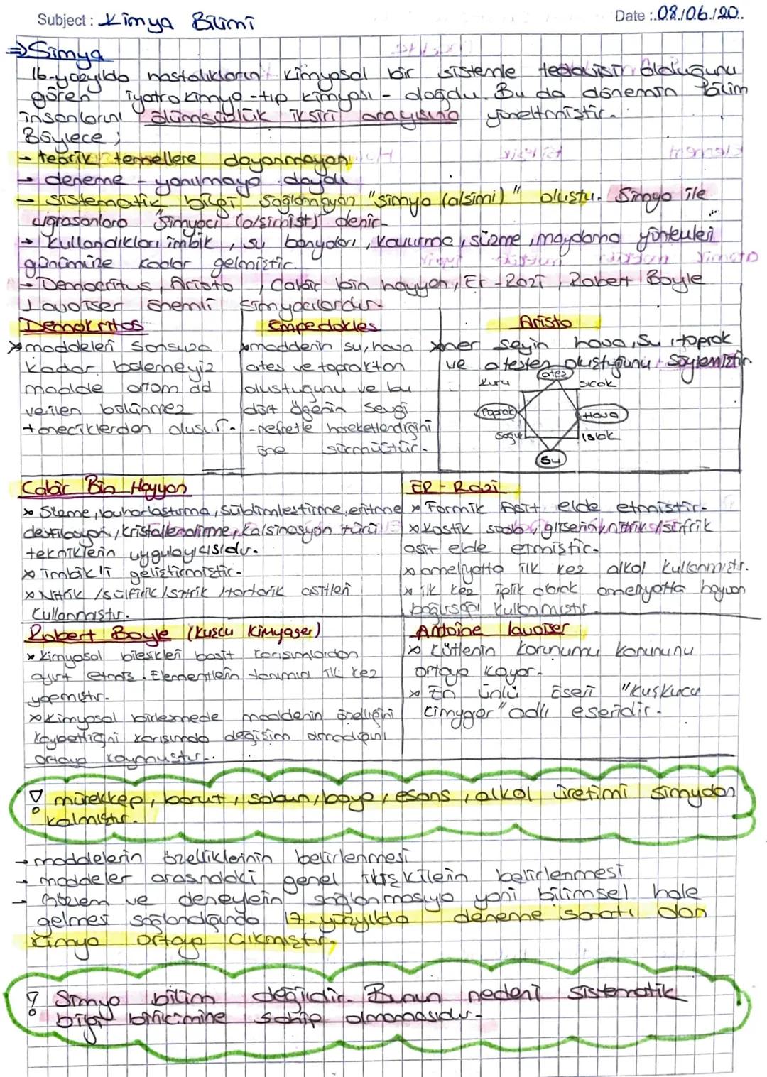 A
Subject: Kimya Bilimi
=Simya
16-yozyildo mastalıkların, Kimyasal bir
Date: 08/06/20..
Sistemle tedavisiny olduğunu
dönemin
Palim
guren Tya