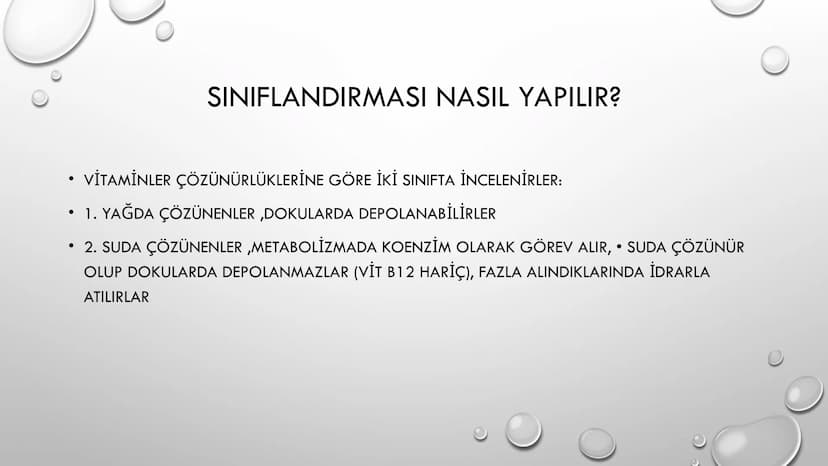 VİTAMİNLER GENEL ÖZELLİKLERİ
•
1. VİTAMİNLERİN HEPSİNİN YAPISINDA C, H VE O ATOMLARI BULUNUR, BAZILARI AZOT (N) İÇEREBİLİR. (SUDA ÇÖZÜNEN Vİ