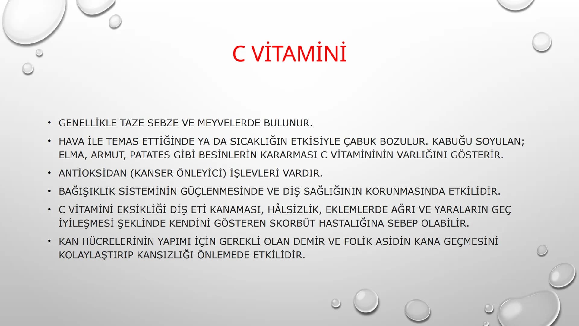 VİTAMİNLER GENEL ÖZELLİKLERİ
•
1. VİTAMİNLERİN HEPSİNİN YAPISINDA C, H VE O ATOMLARI BULUNUR, BAZILARI AZOT (N) İÇEREBİLİR. (SUDA ÇÖZÜNEN Vİ