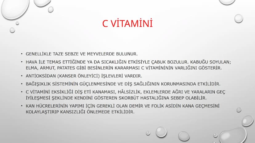 VİTAMİNLER GENEL ÖZELLİKLERİ
•
1. VİTAMİNLERİN HEPSİNİN YAPISINDA C, H VE O ATOMLARI BULUNUR, BAZILARI AZOT (N) İÇEREBİLİR. (SUDA ÇÖZÜNEN Vİ