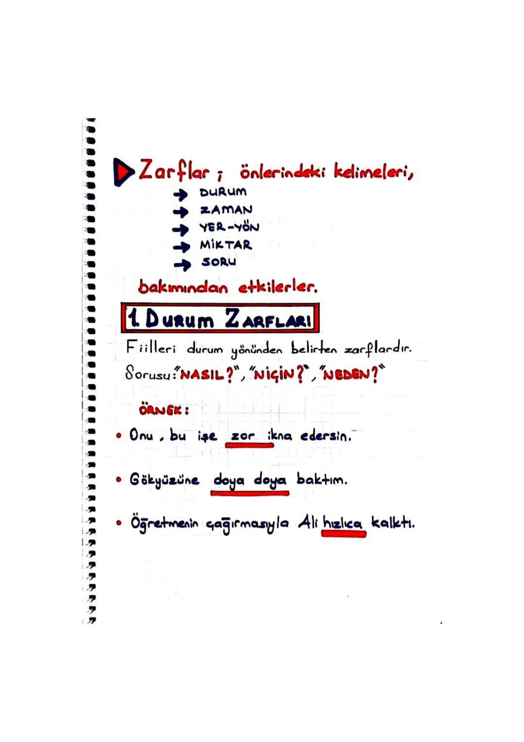 5. SORU ZARFLARI
Fiilleri soru yönünden etkileyen zarflardır.
BELLI BAŞLI
NASIL?
NEDEN?
NE ZAMAN?
SORU ZARFLARI ŞUNLARDIR:
NIGIN?
NE KADAR?
