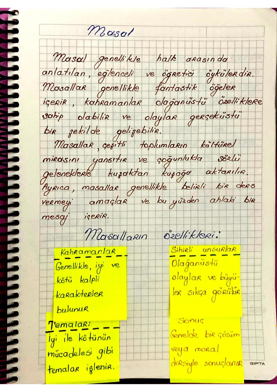 Masal
Masal genellikle halk arasında
anlatılan, eğlenceli ve öğretici öykülerdir.
Masallar genellikle fantastik öğeler
içeriR Kahramanlar ol