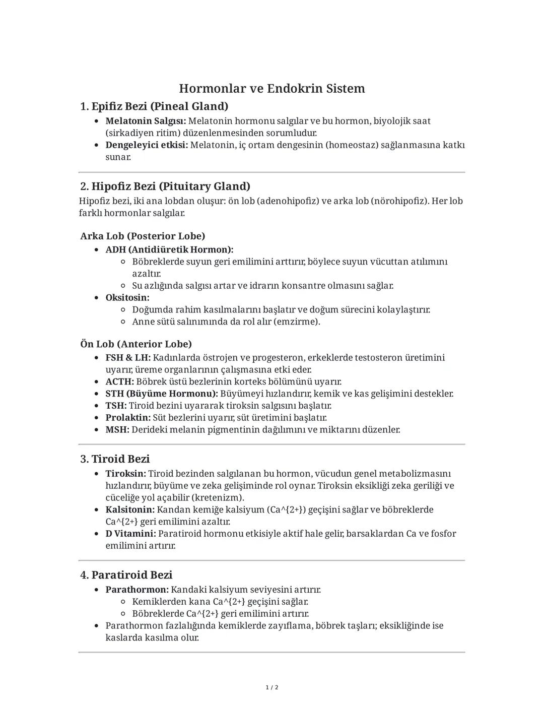 Hormonlar ve Endokrin Sistem