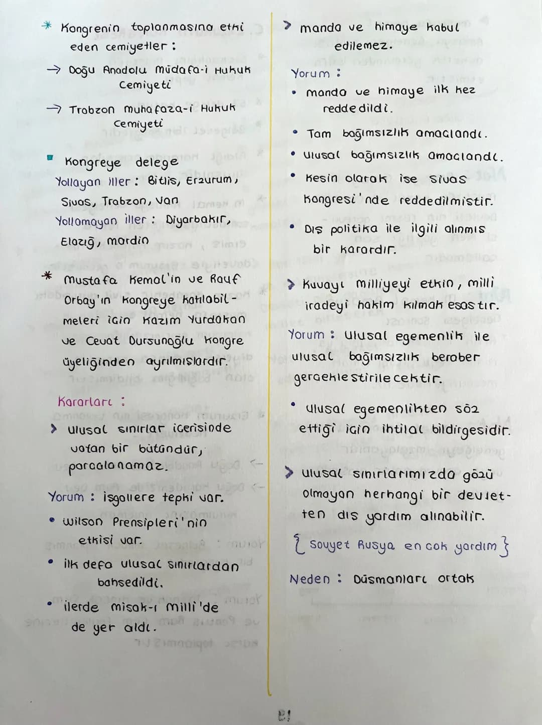 9
C. ERZURUM KONGRESİ
* Başkanlığını Mustafa
kemal yaptı.
63 delege katıldı.
* Bölgesel bir kongredir.
* Aldığı kararlar acısından
*
*
ulusa