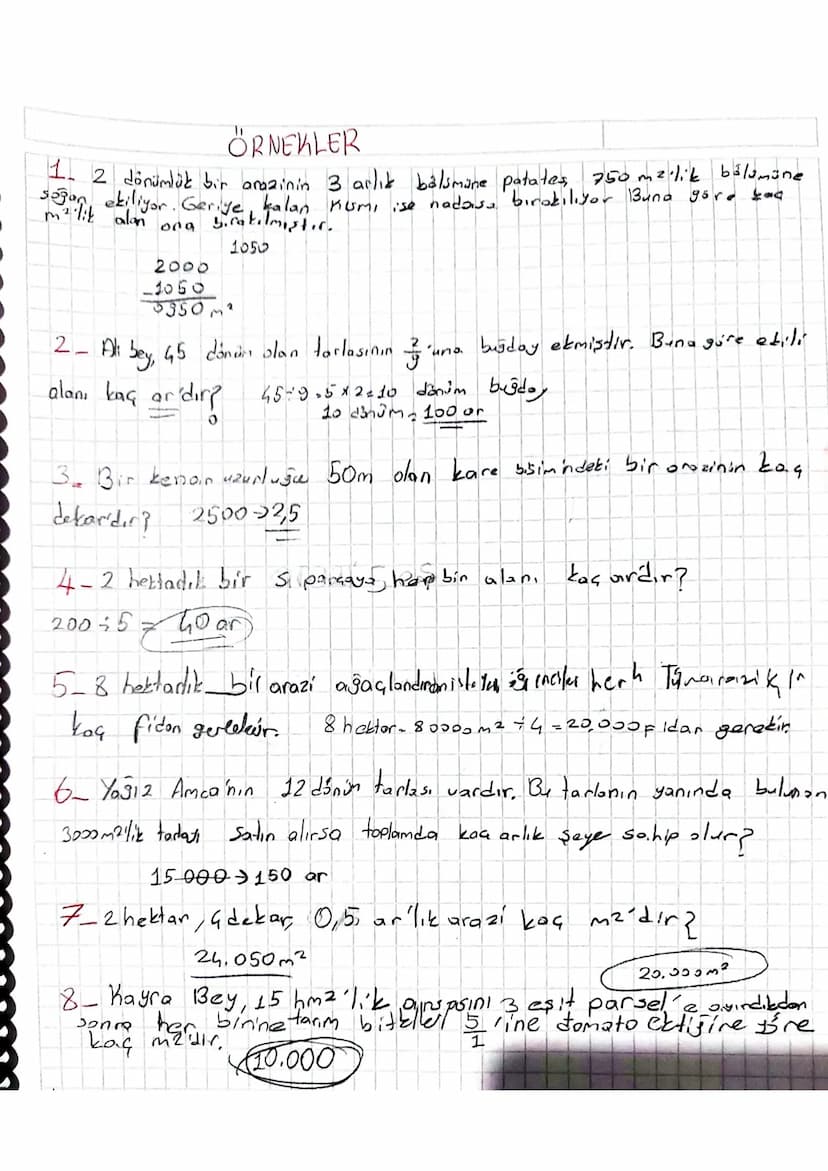 Tarla bas, bahçe ve
Arazi alame birimleri
ARAZI ÖLÇME BİRİMLERİ
arsa gibi yüzeyleri arazi olame birimleri ile ölçeriz.
dekar (dönüm) ve hekt
