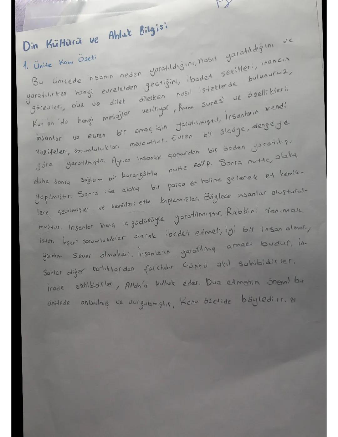 Din kültürü 9. Sınıf 1. Ünite konu özeti 🫶🏻