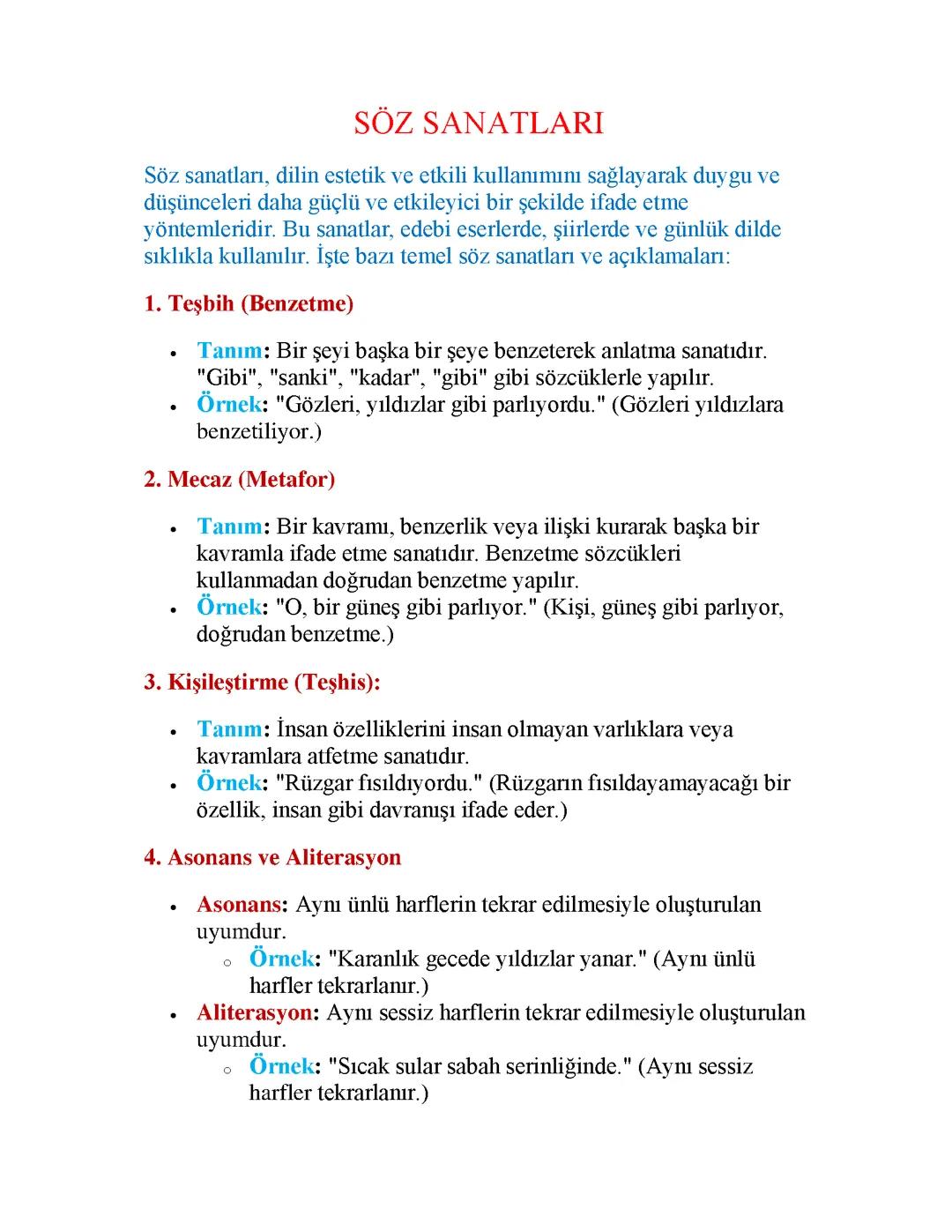 Söz Sanatları: Türk Dilinde Edebi Anlam