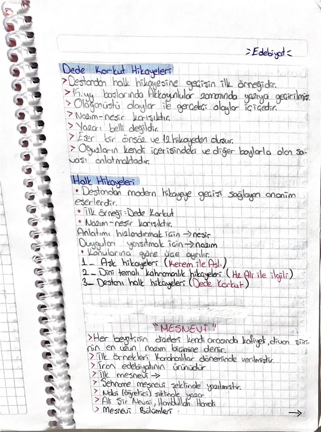 Dede Korkut Hikayeleri
>Edebiyat
> Destanden halk hikayesine gedisin ilk örneğidir.
> 15. yu başlarında Akkoyunlular zamanında yazıya geçiri