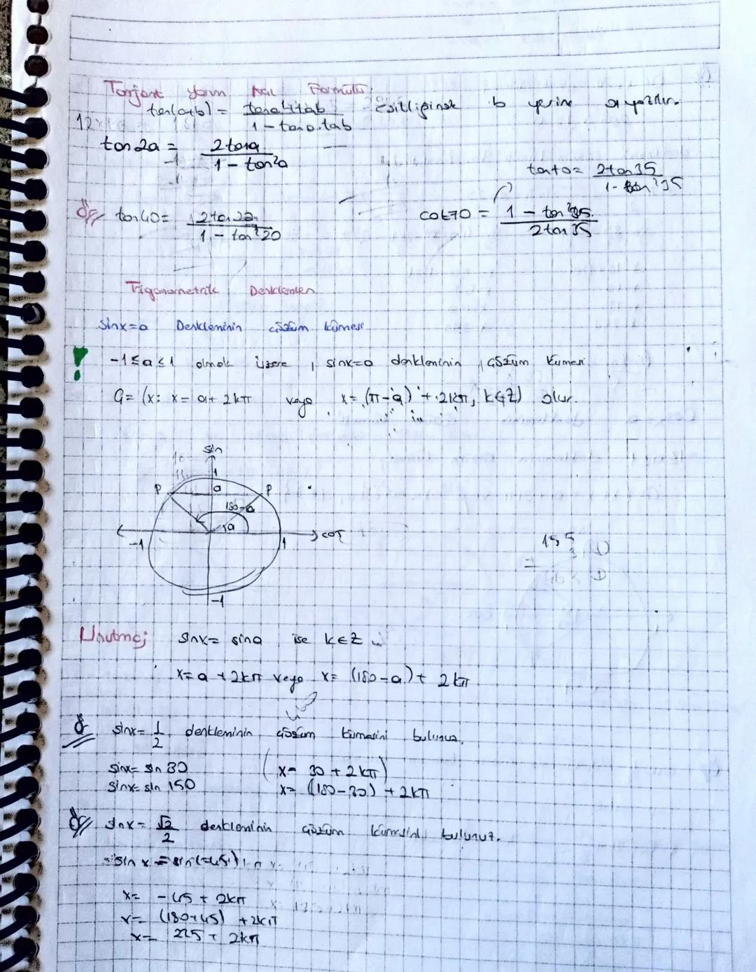 # TRIGONOMOTRI TOPLUM FARK FORMÜLLERI

* Iki crinin toplam myo forti bligininke yazolestilen calona trigonometrik
aalanı bulurton Collonila 