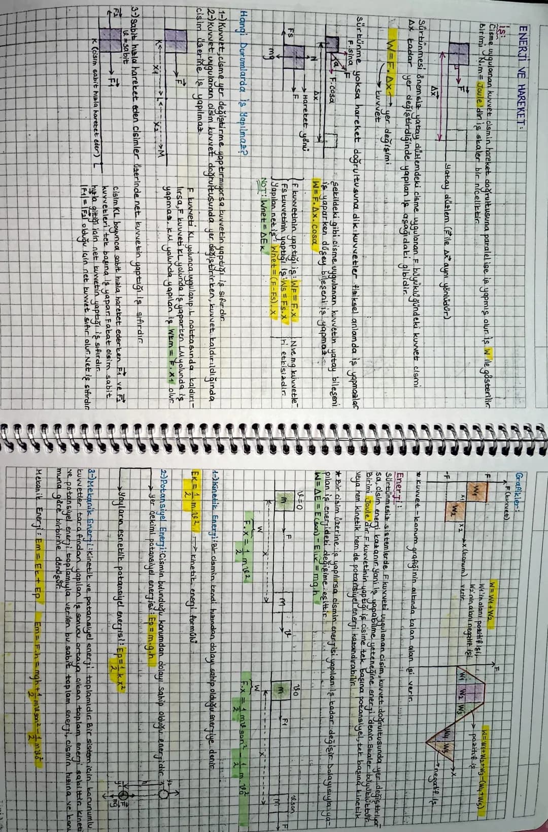 ENERJI VE HAREKET
Cisme uygulanan kuvvet cismin hareket doğrultusuna paralel ise is yapmış olur. is w ile gösterilir.
Birimi N.m= Joule 'dir