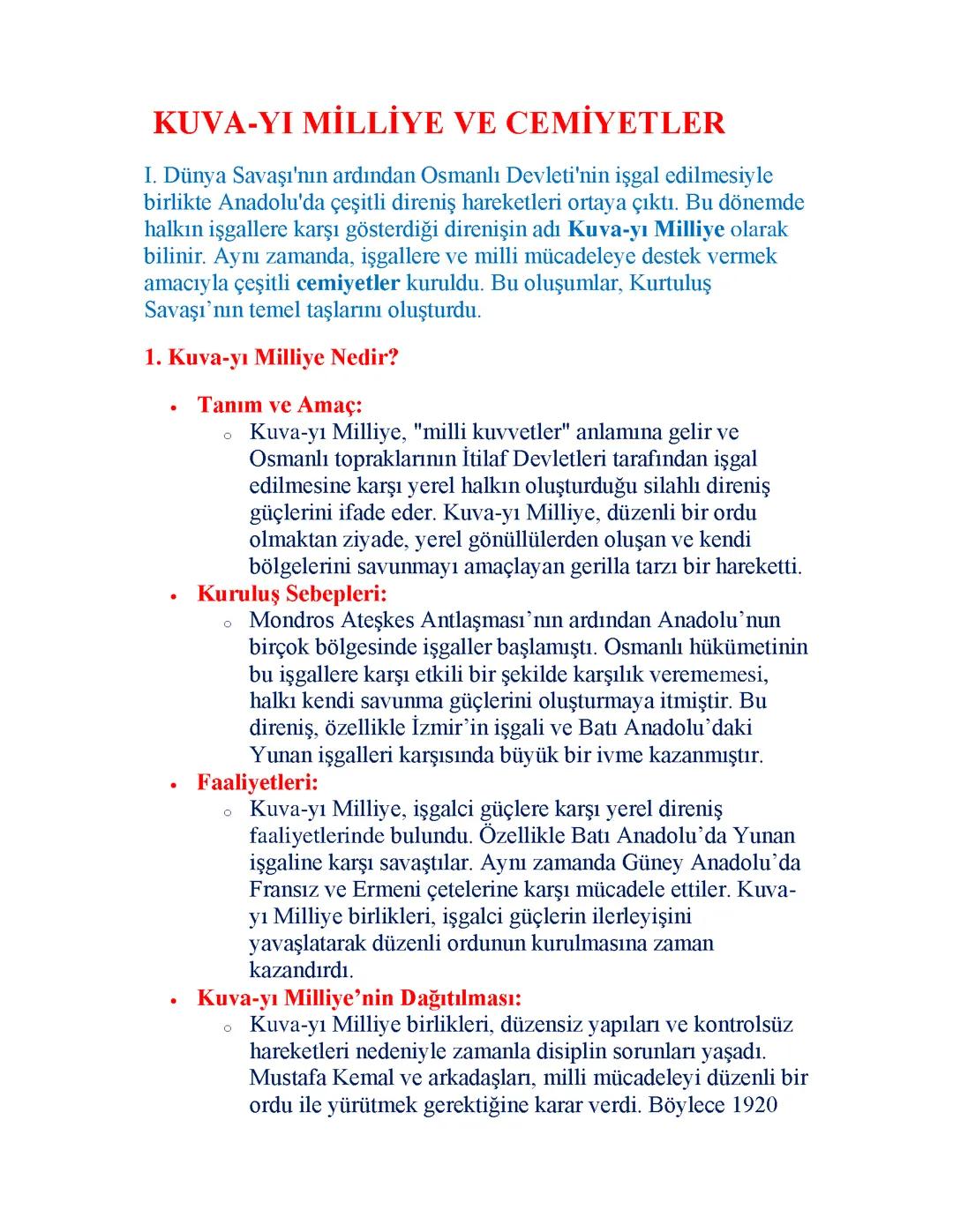 Kuva-yı Milliye ve Cemiyetler