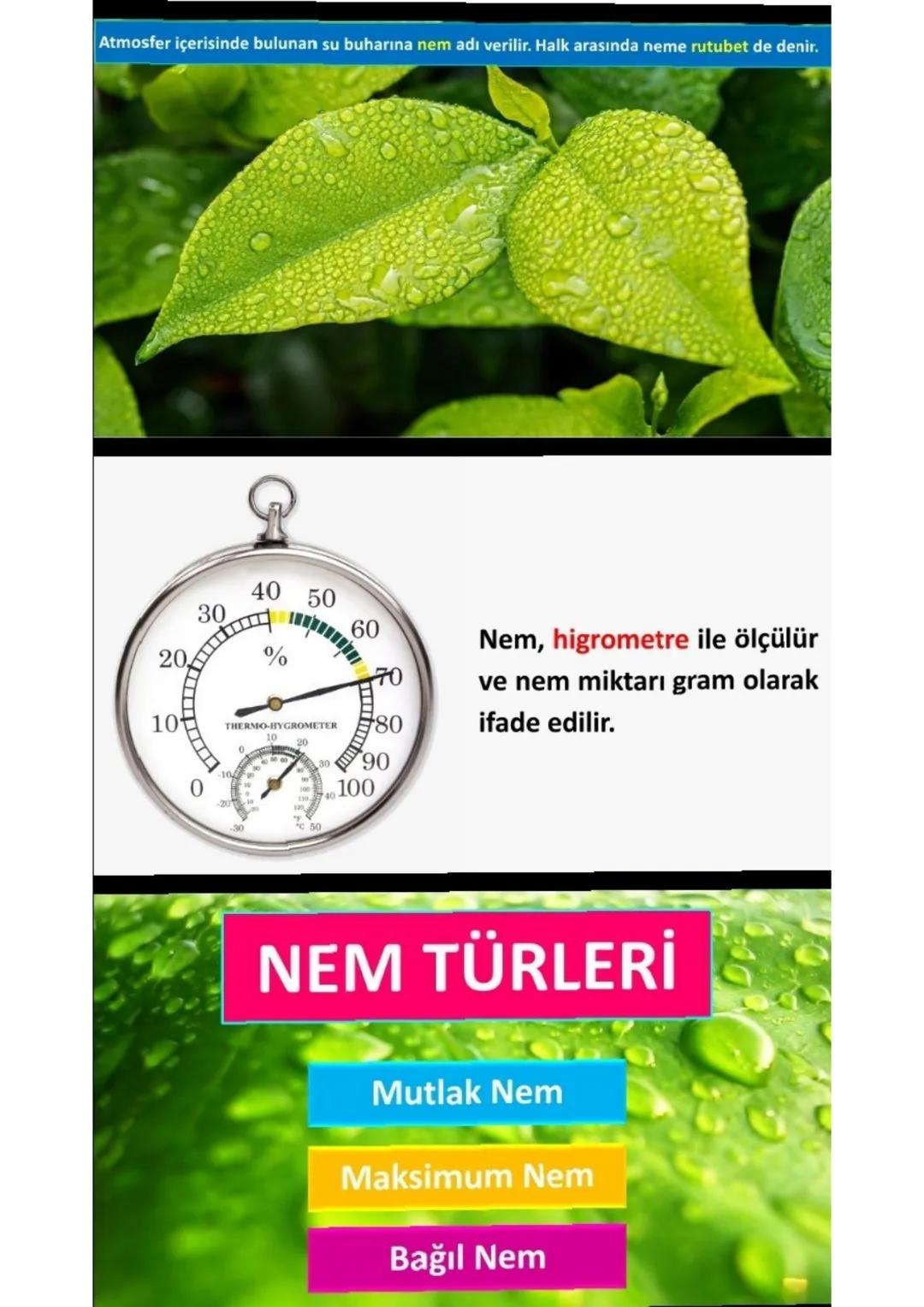 NEM ve YAĞIŞ

SU DÖNGÜSÜ

Yeryüzündeki suların bir kısmı buharlaşmayla
bir kısmı da canlıların terlemesiyle gaz hâline
geçer ve atmosfere ka