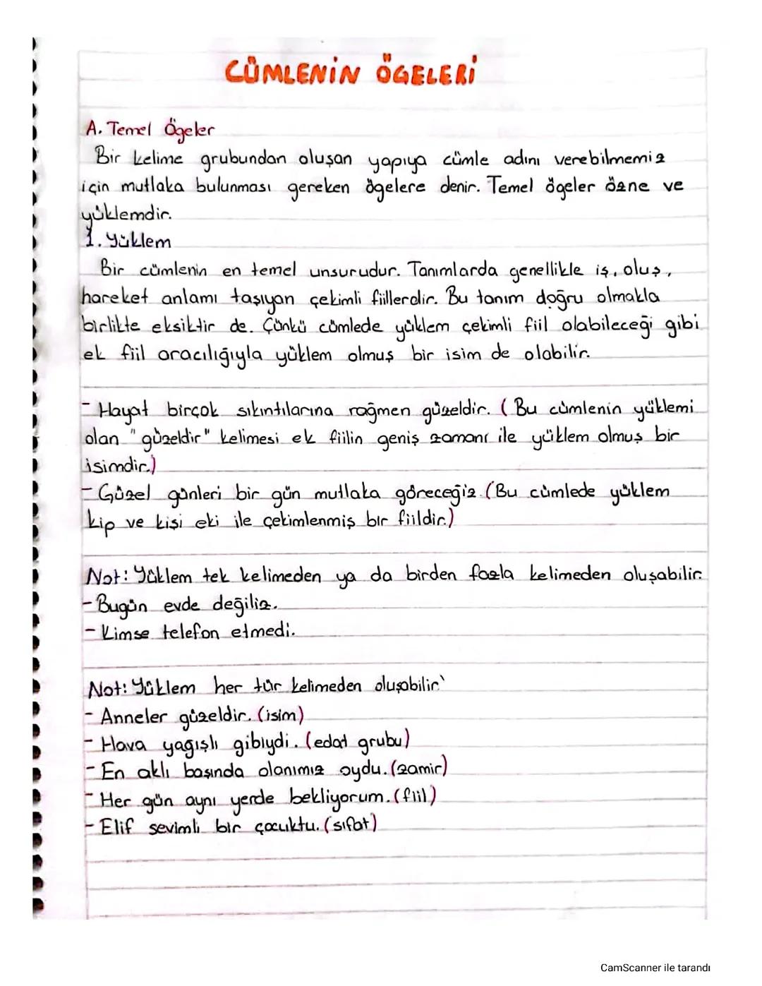 Cümlenin Ögeleri ve Örnekler