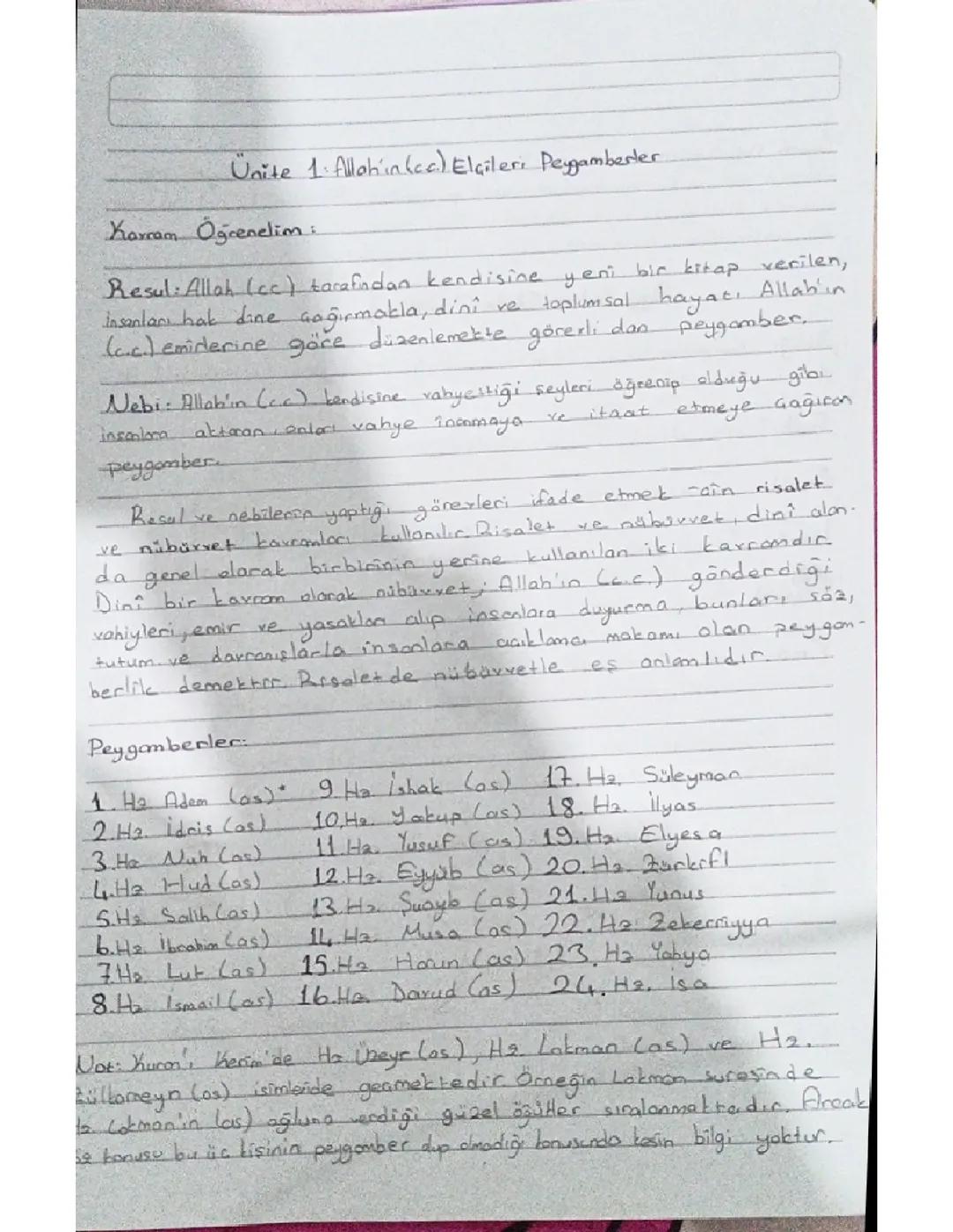 Din kültürü ve Ahlak Bilgisi ünite 1