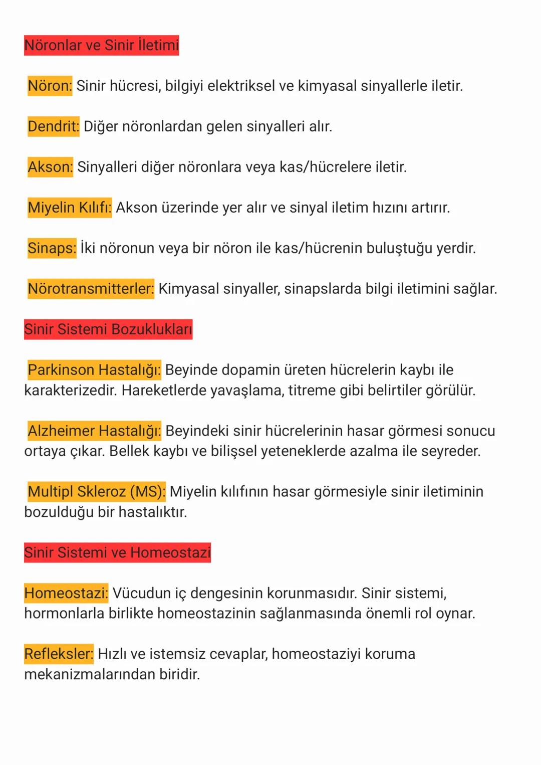 11. Sınıf Biyoloji: Sinir Sistemi
Sinir Sistemi ve Fonksiyonları
Sinir Sistemi: Organizmanın iç ve dış çevresinden gelen uyarıları alan,
değ