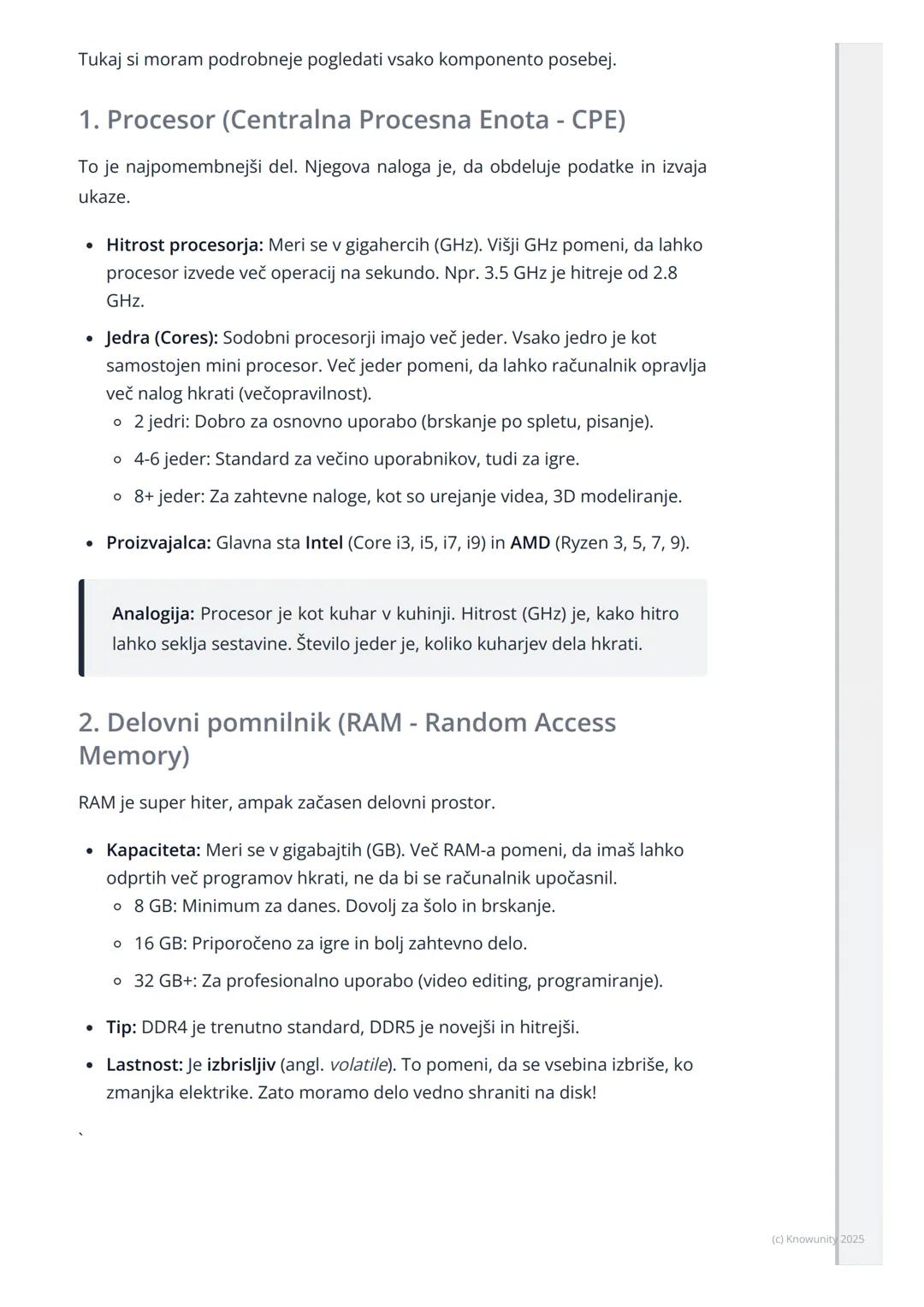 # Strojna oprema računalnika

## Uvod v strojno opremo

Strojna oprema (angl. hardware) so vsi fizični deli računalnika, ki se jih lahko
dot