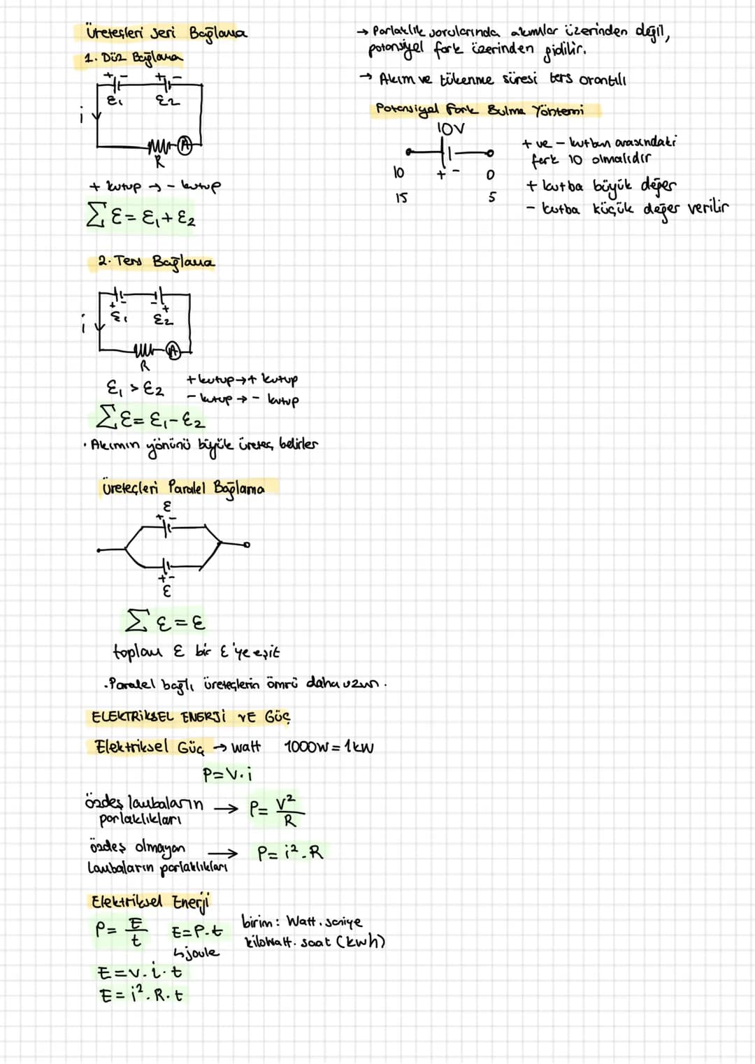 ELEKTRIK AKIMI
Potansiyel fork: V
akım şiddeti i birim: Amper (A)
i=
q=i. v=k. 2
↑
yük mikter/coulomb
• Elektrik akımı yüksek potansiyelden
