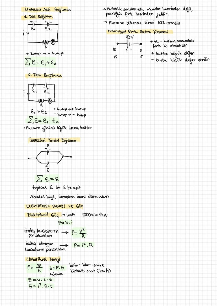 ELEKTRIK AKIMI
Potansiyel fork: V
akım şiddeti i birim: Amper (A)
i=
q=i. v=k. 2
↑
yük mikter/coulomb
• Elektrik akımı yüksek potansiyelden
