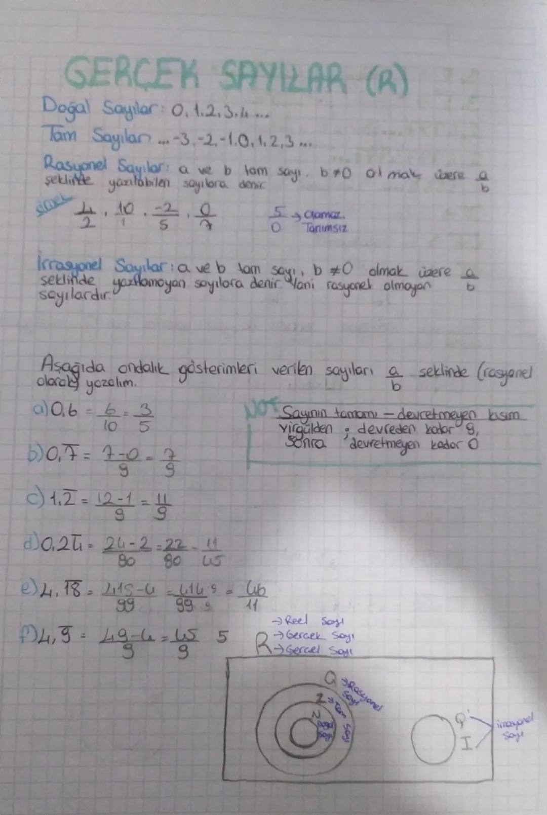 GERCEK SAYILAR (R)
Doğal Sayılar 0.1.2.3.4...
Tam Sayilan-3-2-1.0, 1.2,3....
Rasyonel Sayılara ve b tam sayi, b+0 ot make were a
şeklinde ya
