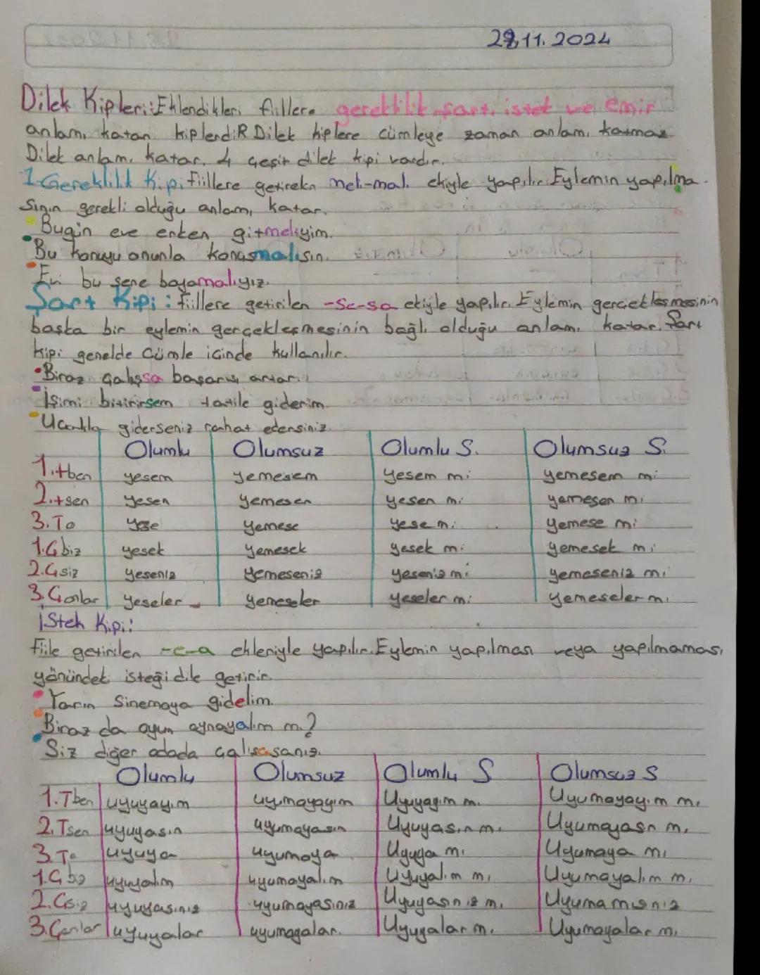 2811.2024
Dilek Kipleri : Eklendikleri filler. Gereklilik, sant, istek ve emir.
anlamı katan kiplerdiR Dilek hiplere cümleye zaman anlam, ka