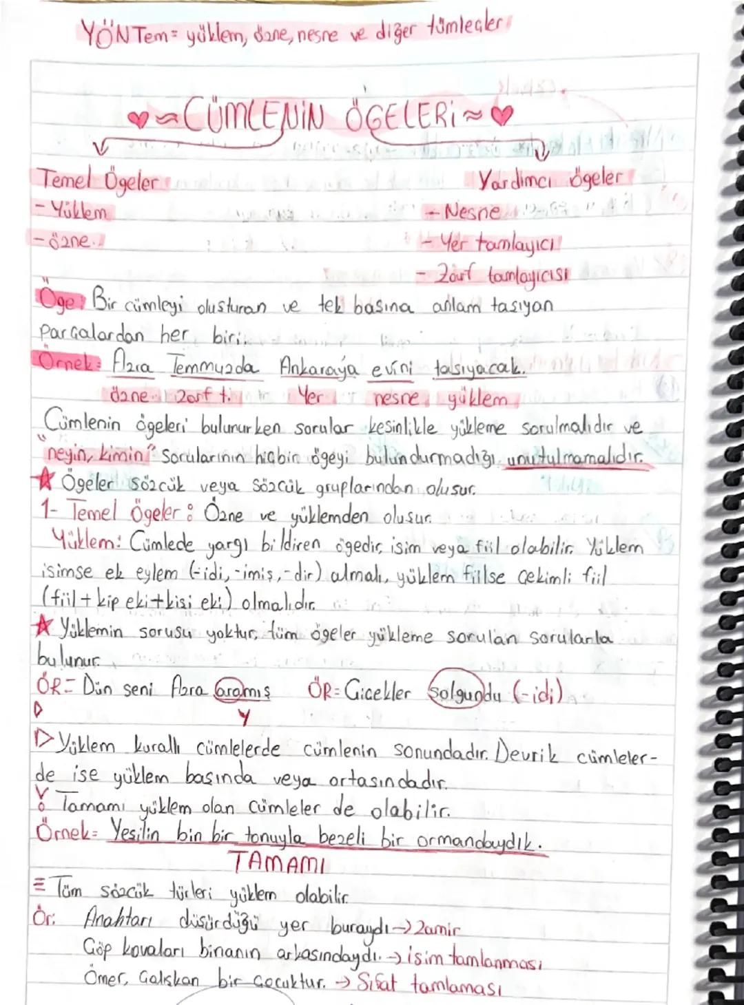 YO'N Tem yüklem, dane, nesne ve diğer tümlealer

CÜMLENIN ÖGELERI~♡

V
Temel Ögeler Yardımcı ögeler
-Yüklem - Nesne
-2ne - Yer tamlayıcı
 - 