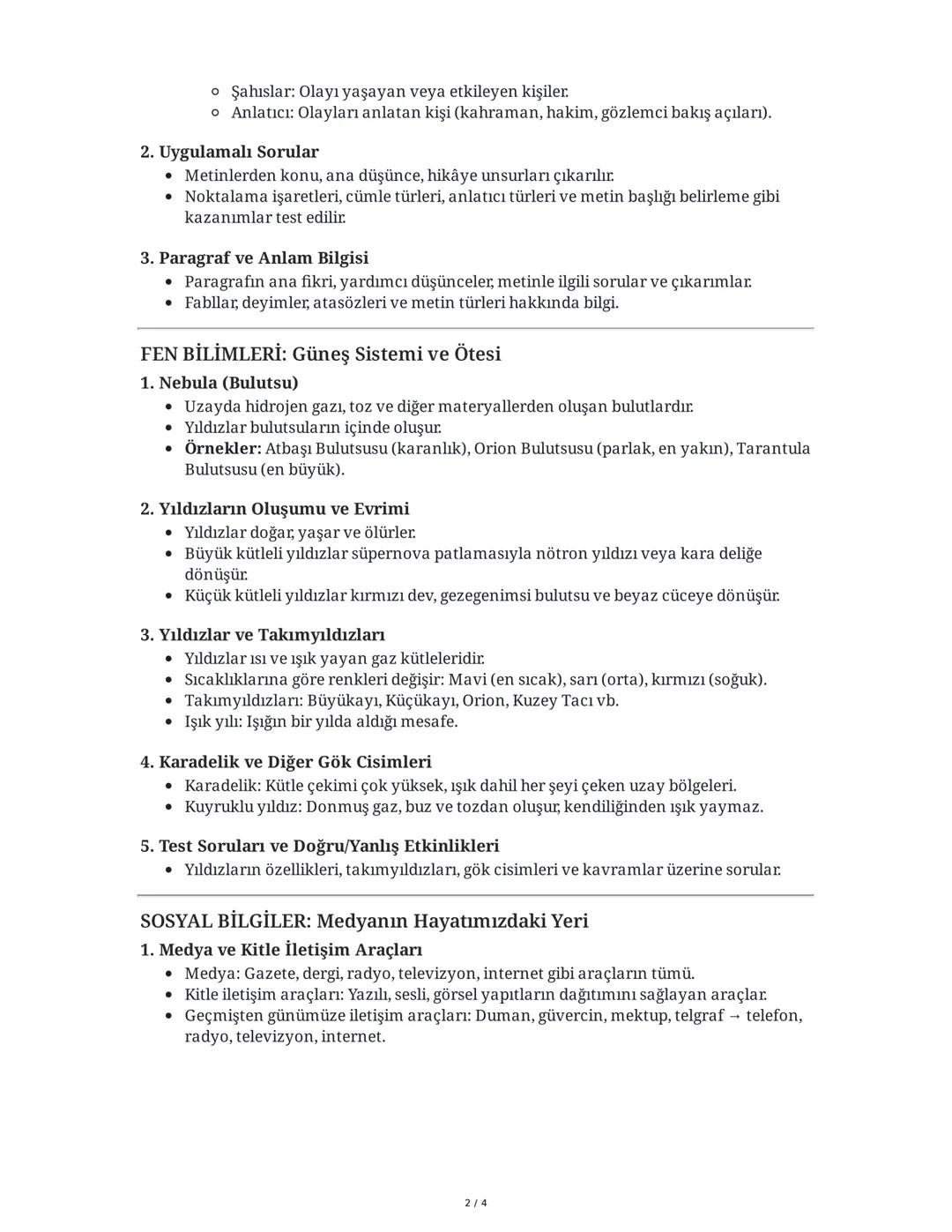 # 7. Sınıf Ders Notları ve Testleri: Kapsamlı Özet

Bu özet, dosyada yer alan Matematik, Türkçe, Fen Bilimleri, Sosyal Bilgiler, Din Kültürü