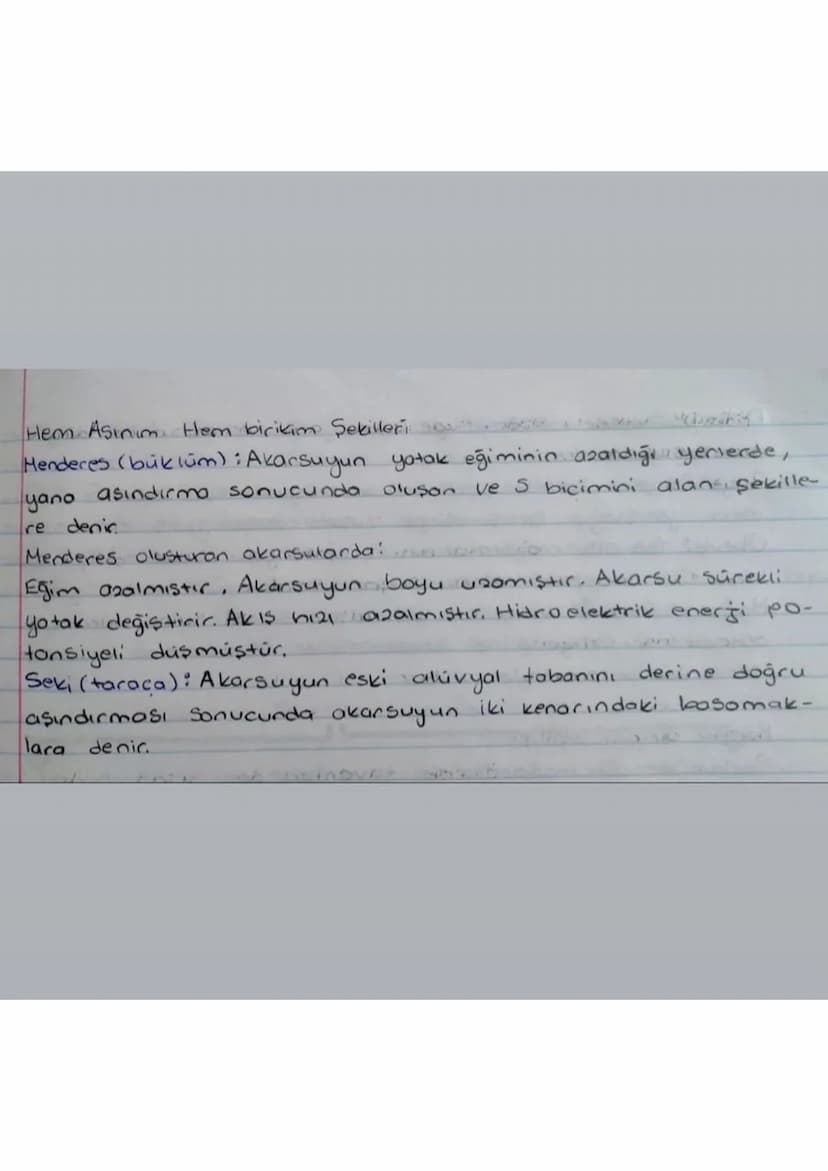 E.Dis Kuvvetler
1. Akarsuların Oluşturduğu yer Şekilleri
Belirli bir yatak içerisinde, akiso gecen Sulara akarsu denir.
Büyüklüklerine göre 