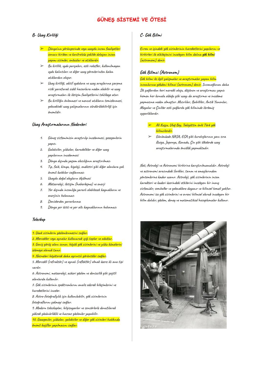 UZAY ARAŞTIRMALARI
A- Uzay Teknolojileri
GÜNEŞ SİSTEMİ VE ÖTESİ
17 yüzyılda teleskobun icadı ile uzay araştırmaları hız kazanmıştır.
Uzay ar